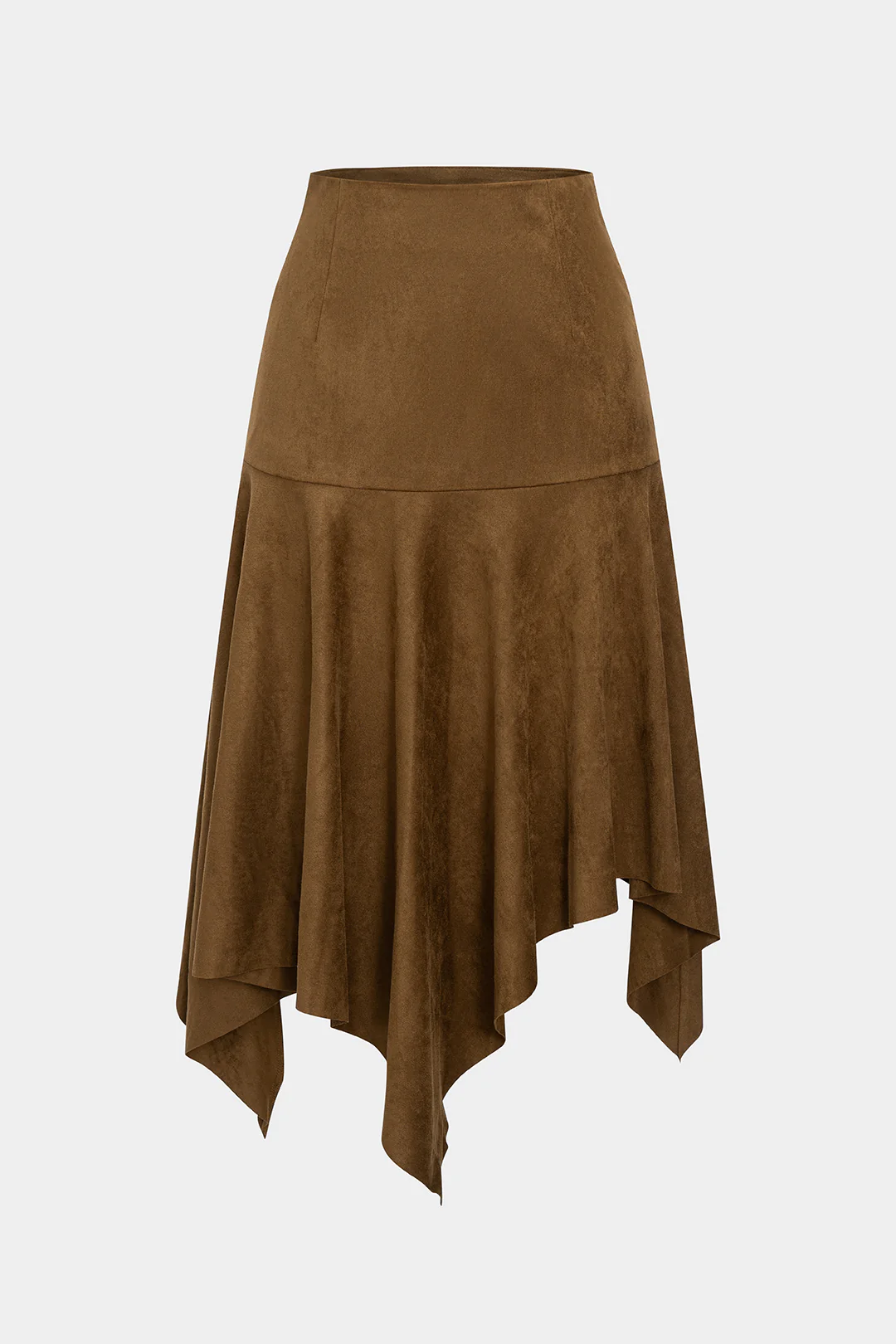 Suede Irrgular Hem High Waist Skirt