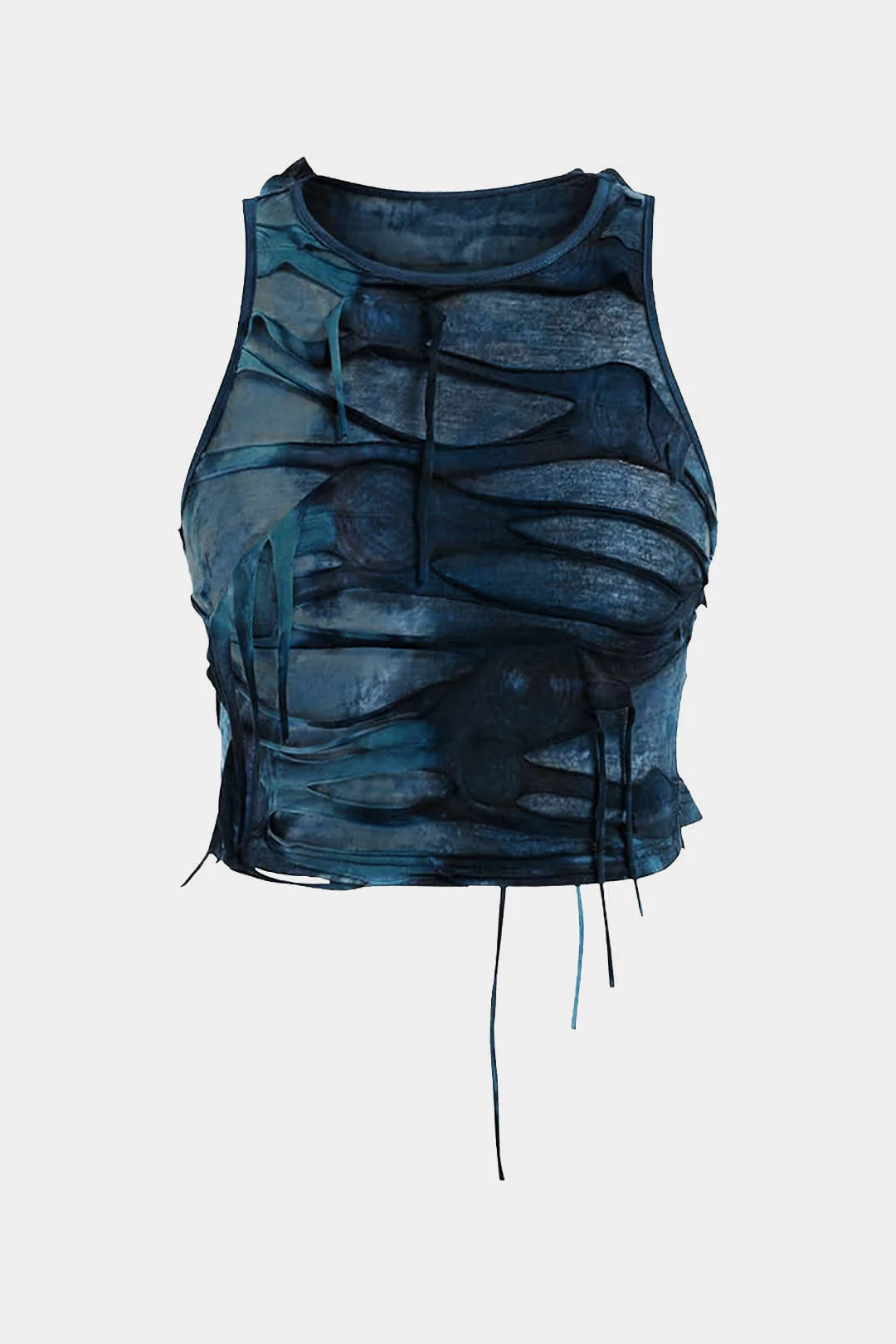 Plus Size Tie-Dye Printed Ripped Tank Top
