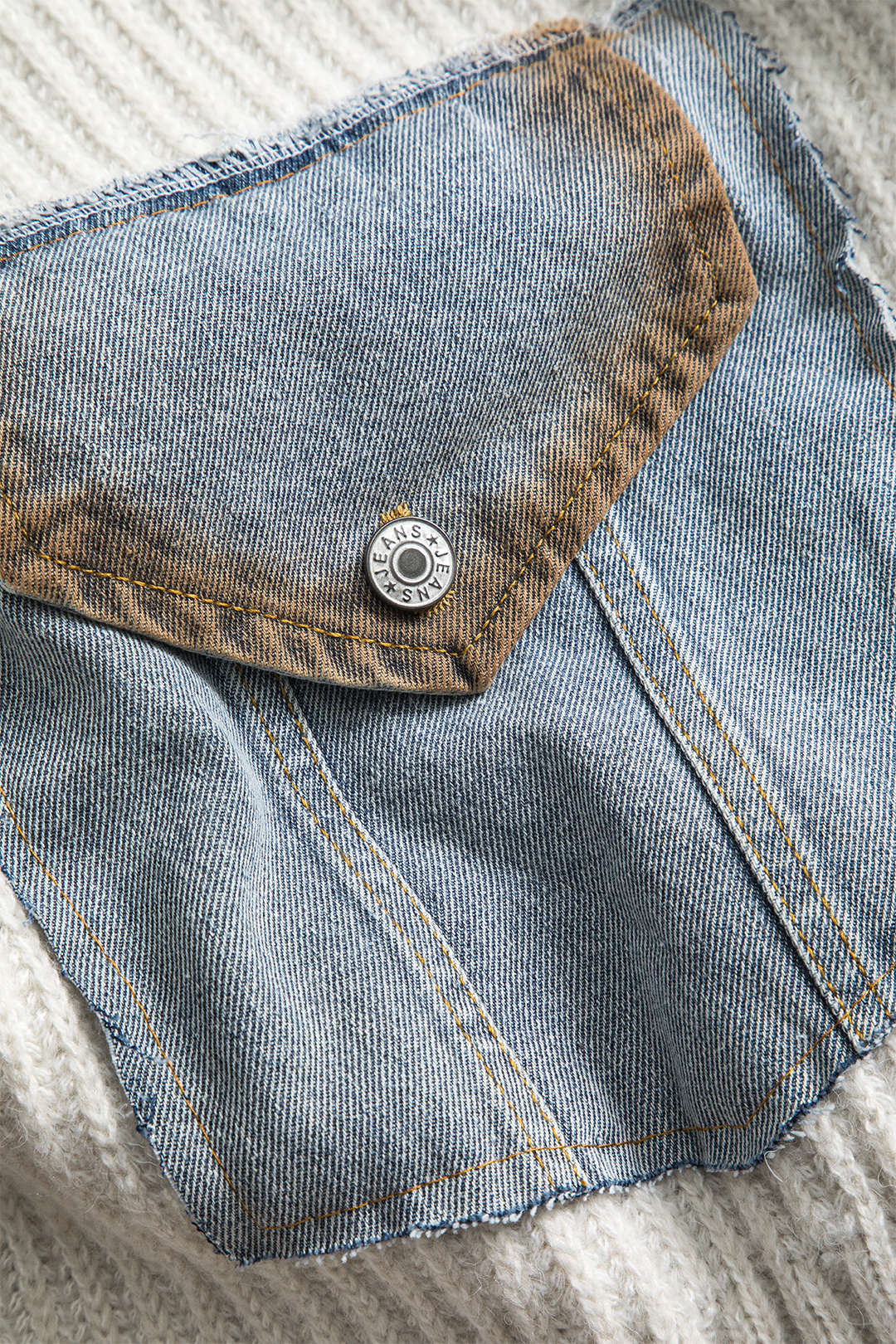Knit Denim Patchwork Cardigan
