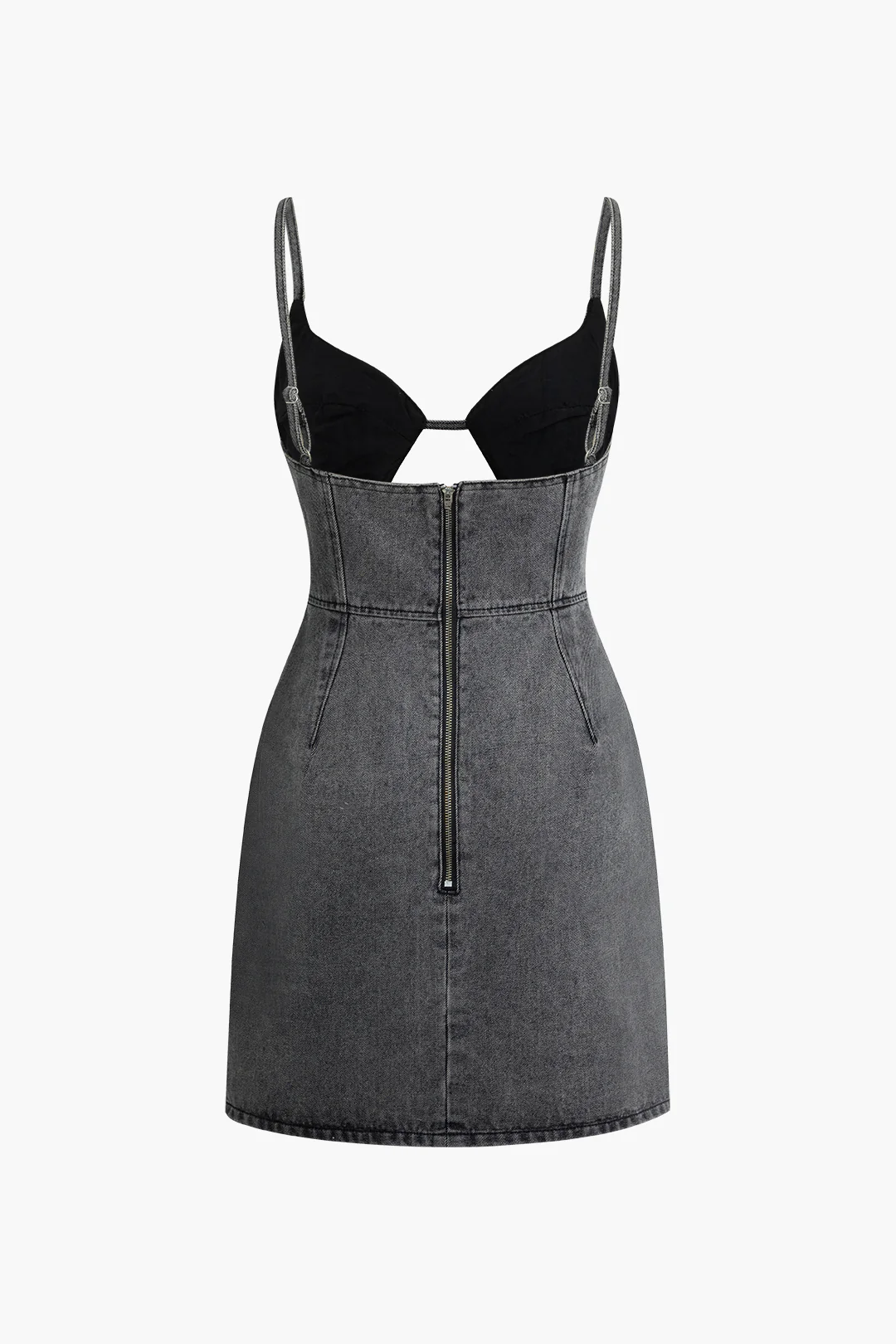 Bustier Cut Out Slip Denim Mini Dress