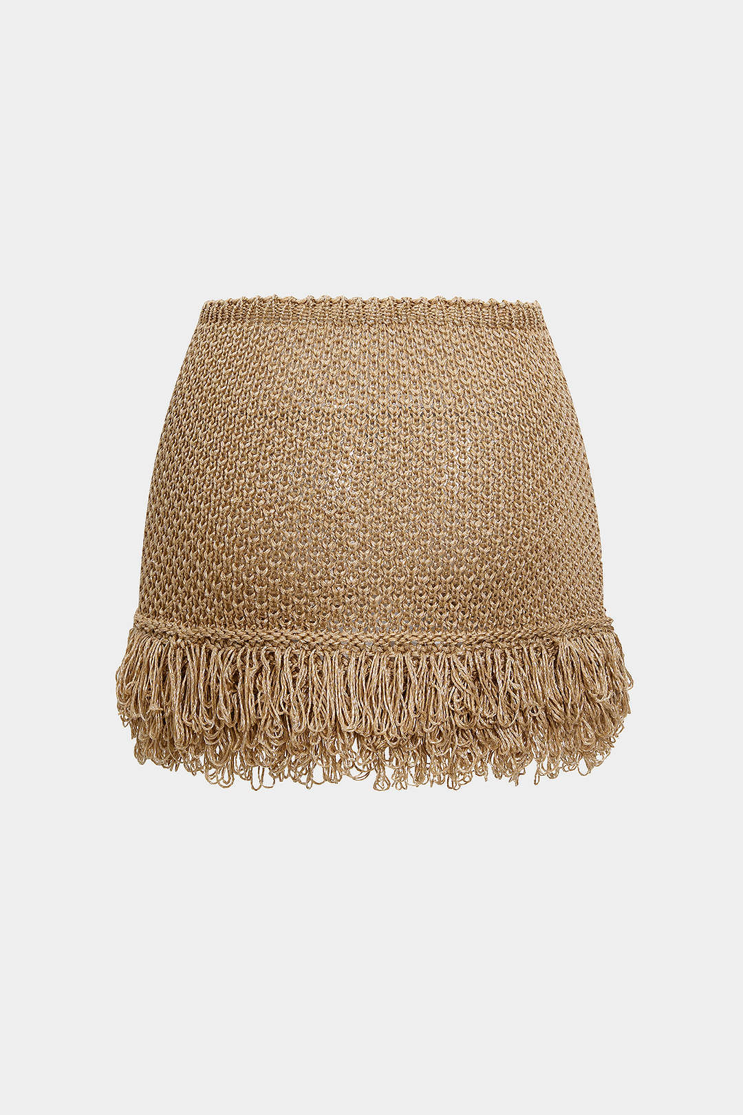 Fringe Low-Waist Sweater Skirt