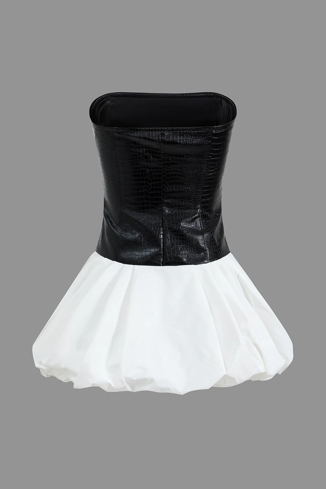 Faux Leather Patchwork Strapless Mini Dress