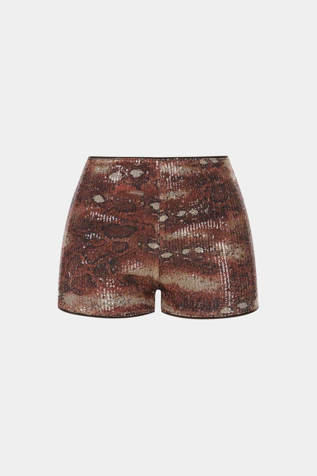 Snake Skin Print Sequin Low Waist Shorts