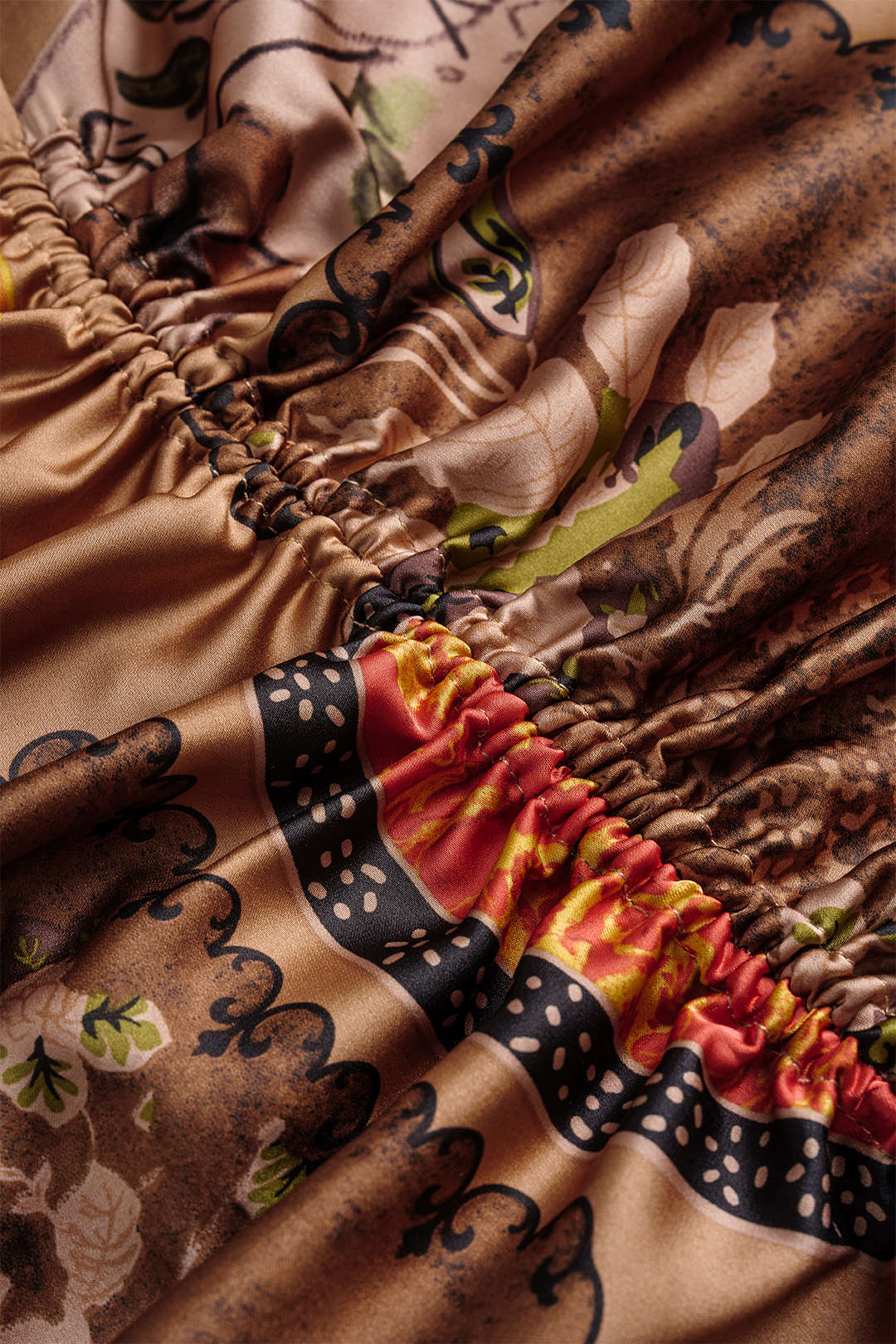 Plus Size Bohemian Print Cowl Neck Ruched Sleeveless Mini Dress