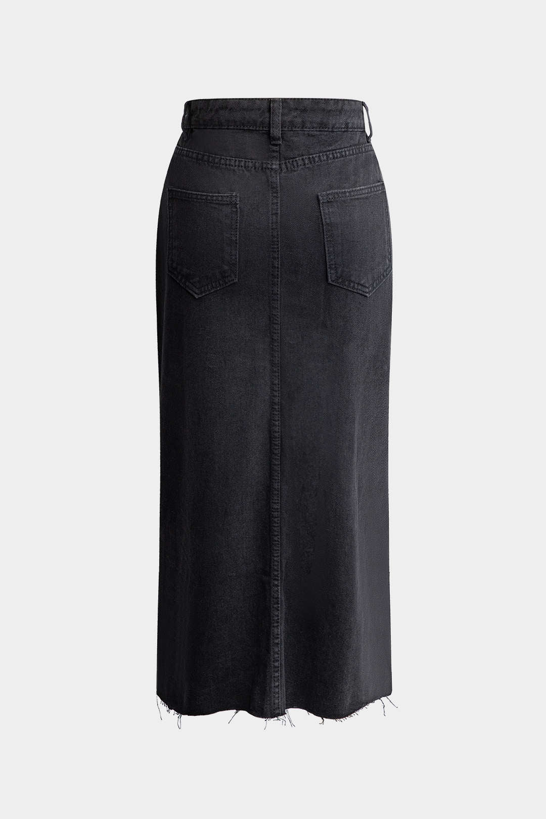Split Wrap Denim Mid-length Skirt