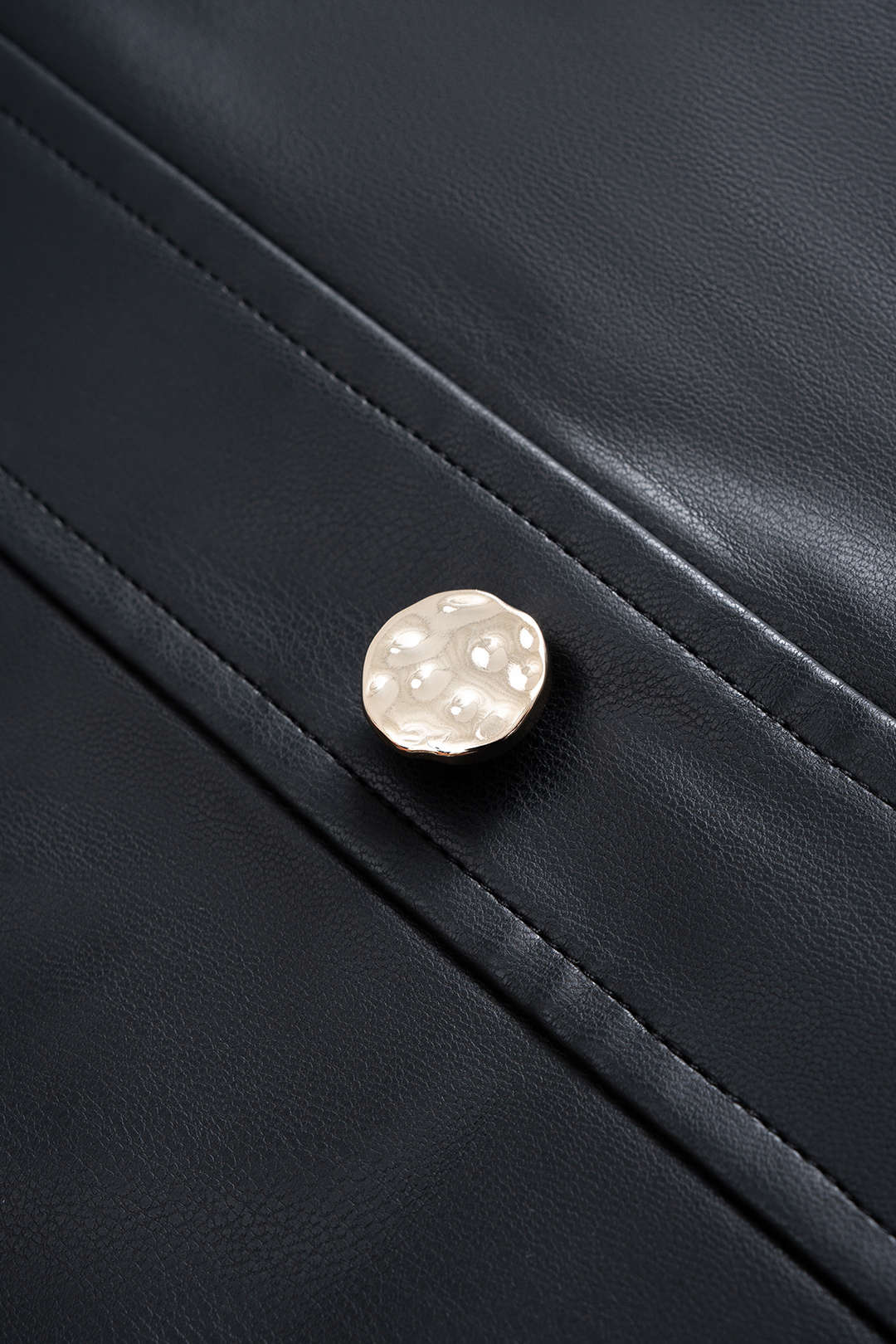Faux Leather Metallic Button Skirt