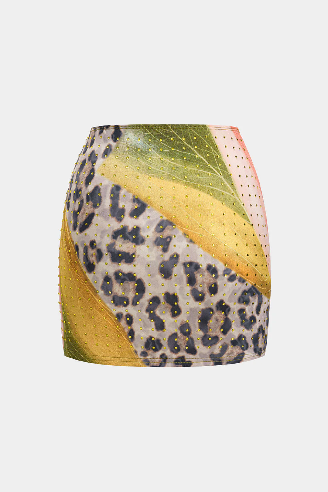 Leopard Print Riveted Skirt