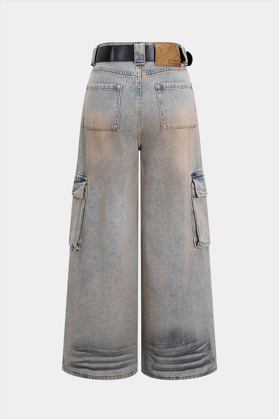 Denim Washed Belted Jeans