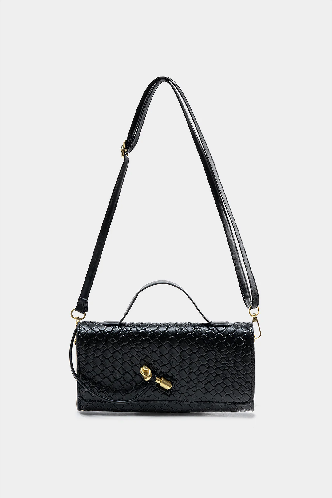 Leather-like Woven Pattern Cross-body Bag
