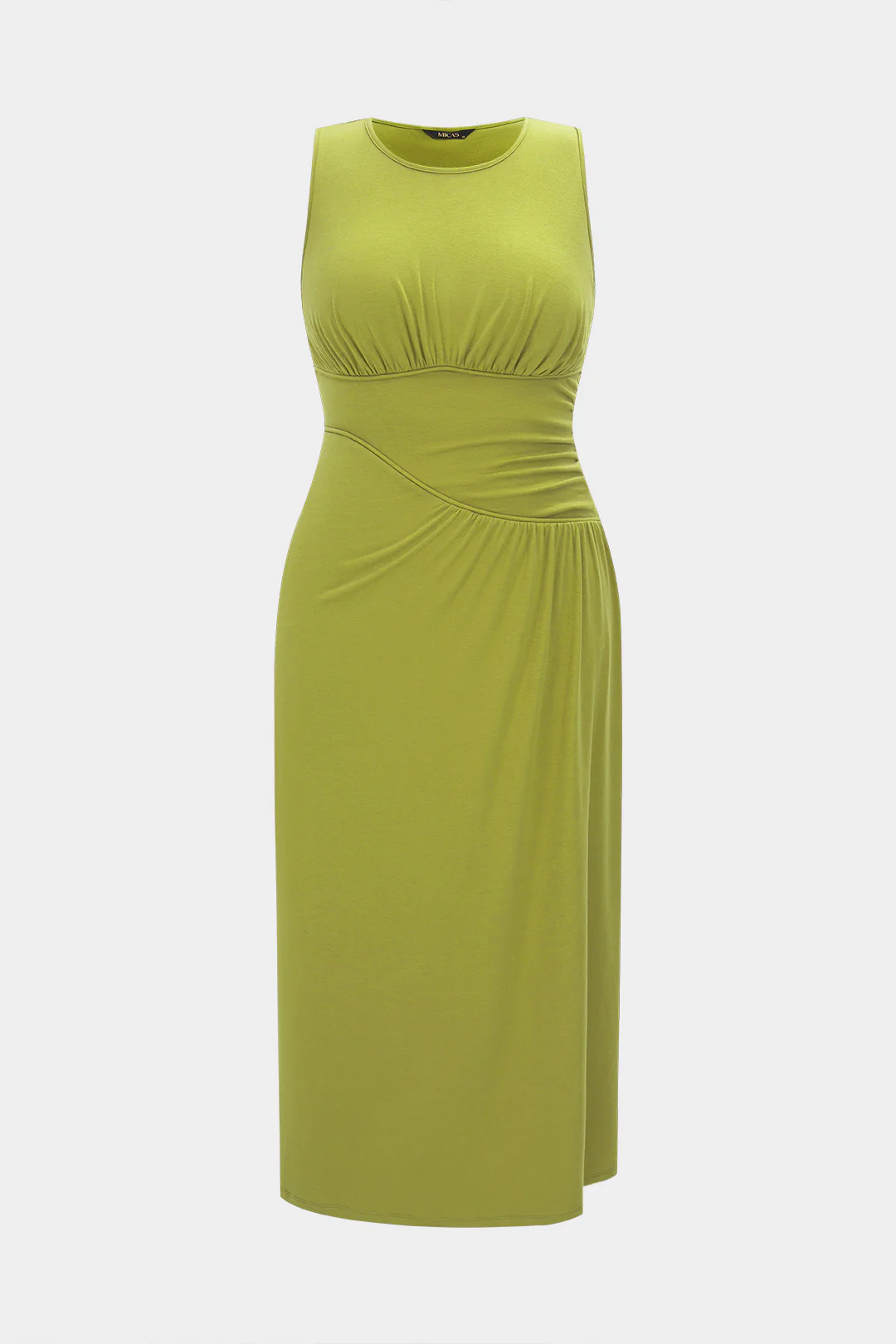 Plus Size Ruched Sleeveless Mid-length Dress