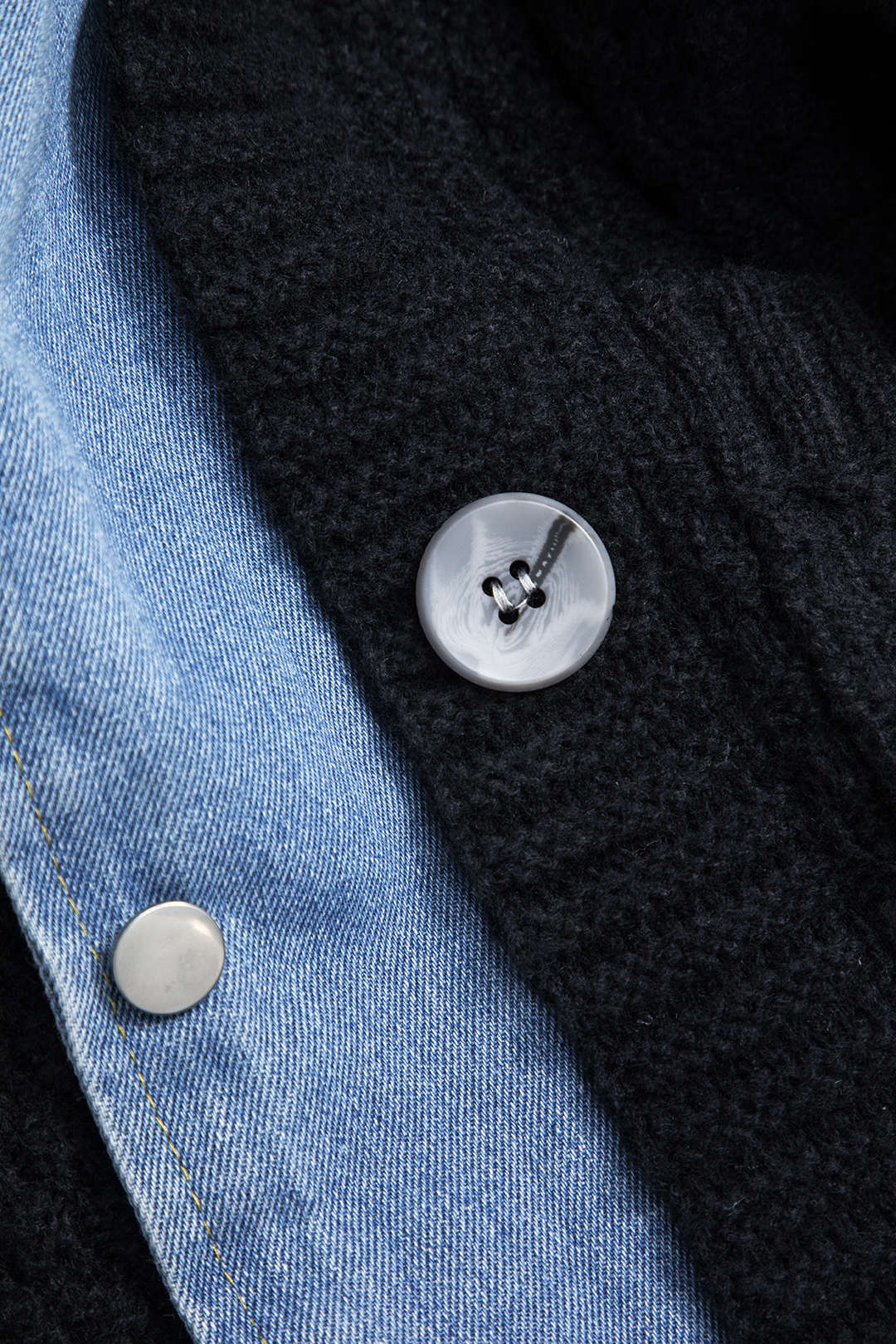 Plus Size Sweater Button Denim Patchwork Cardigan