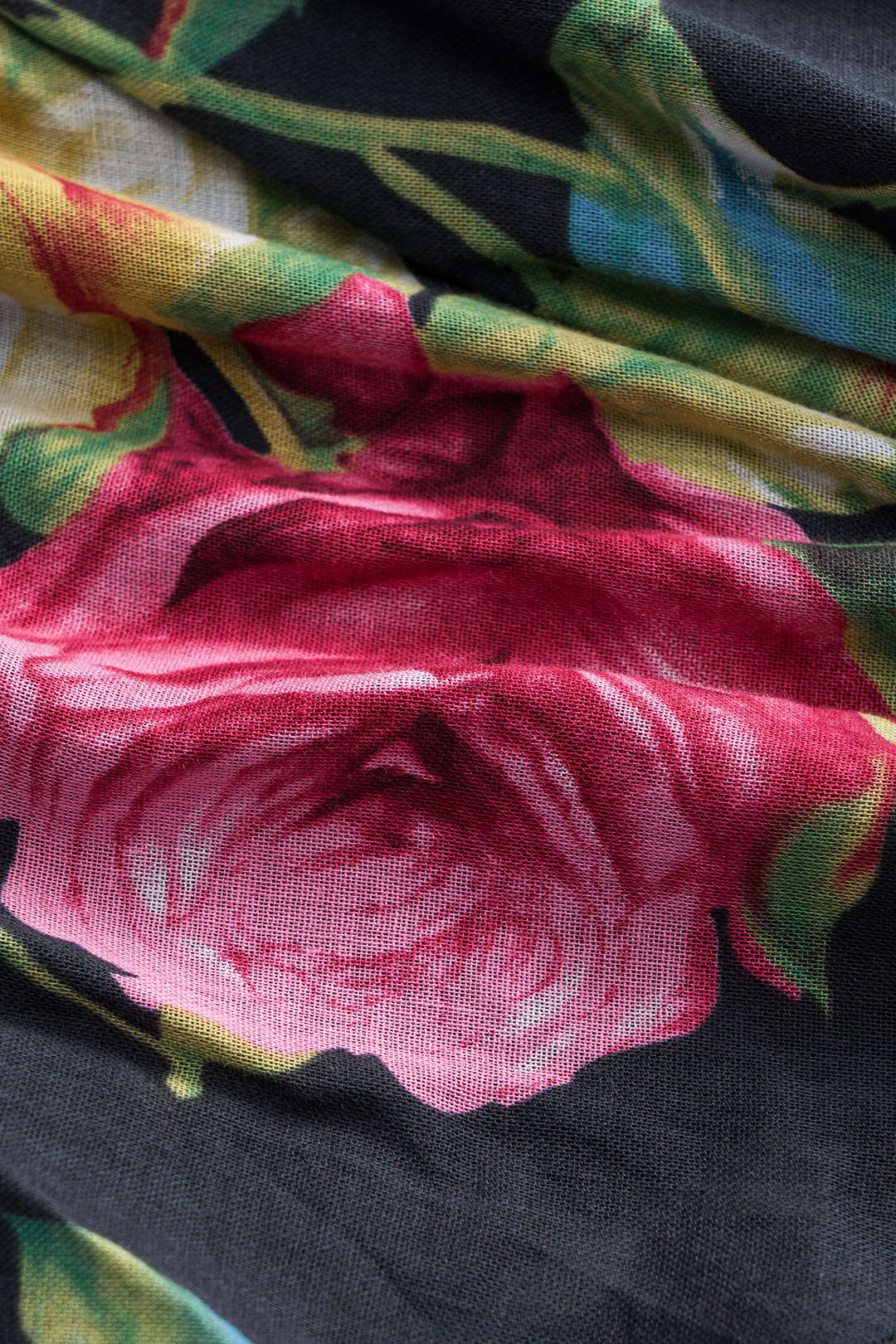 Floral Pattern Mesh Ruched Skirt