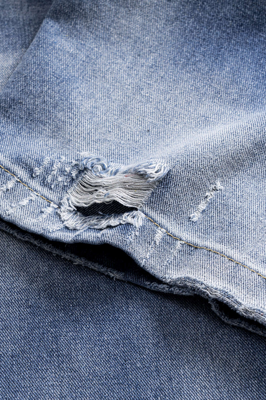 Faded Distressed Button Pocket Wide Leg Denim Jeans