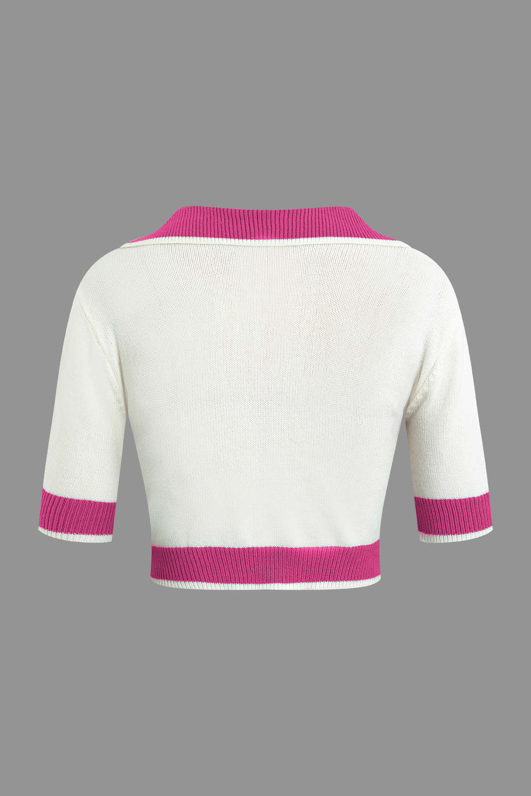 Contrast Collar Cropped Knit Top and Mini Skirt Set