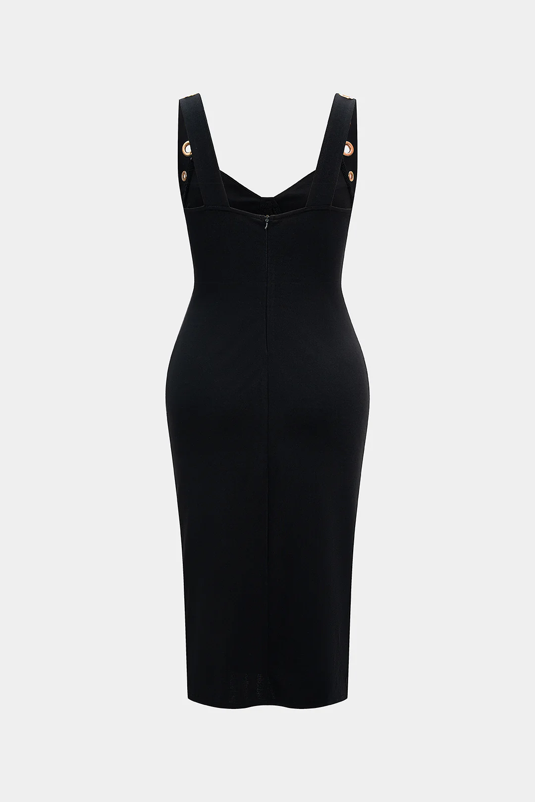 Plus Size Metallic Eyelet High Slit Sleeveless Long Dress