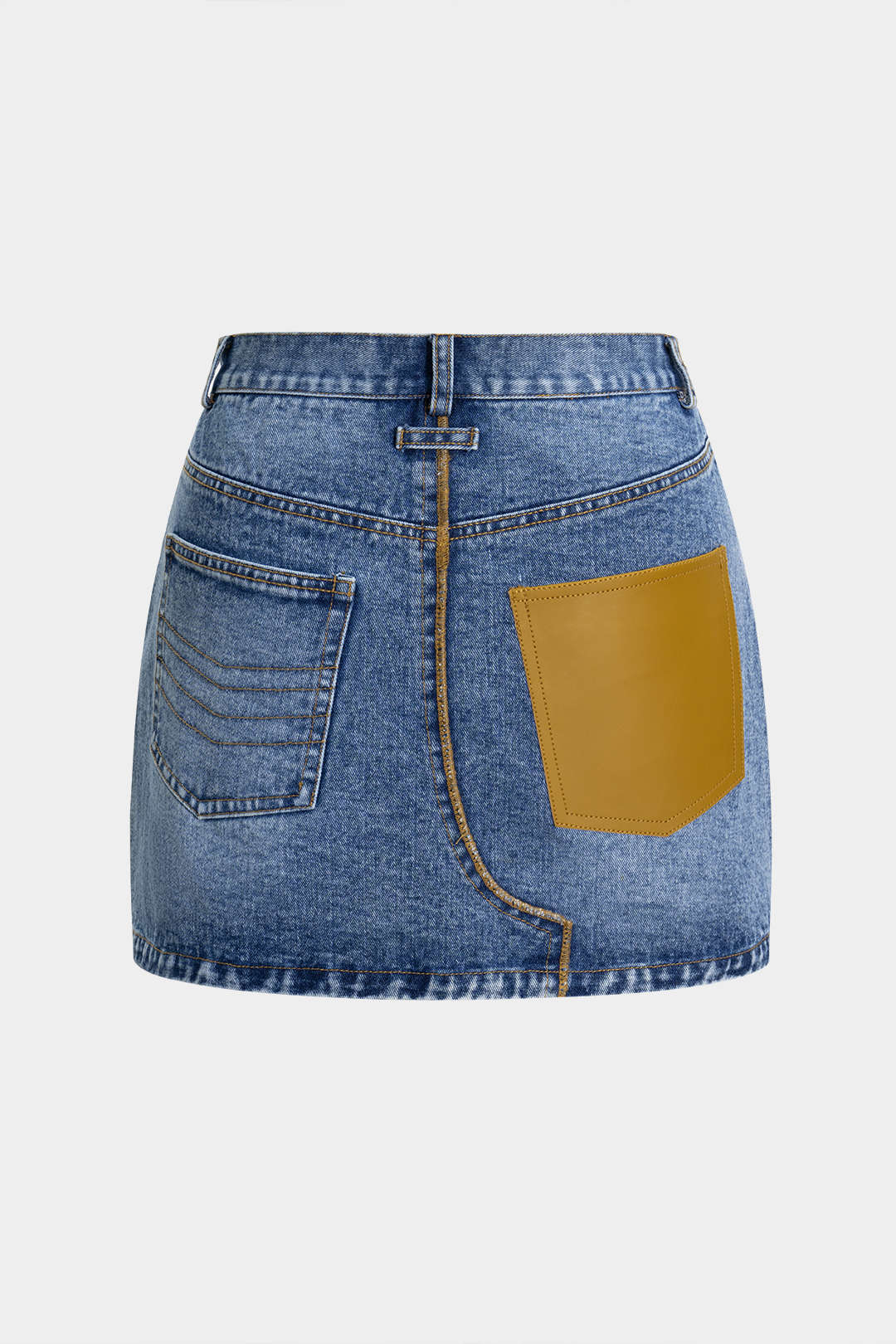 Denim Contrast Whipstitching Pocket Skirt