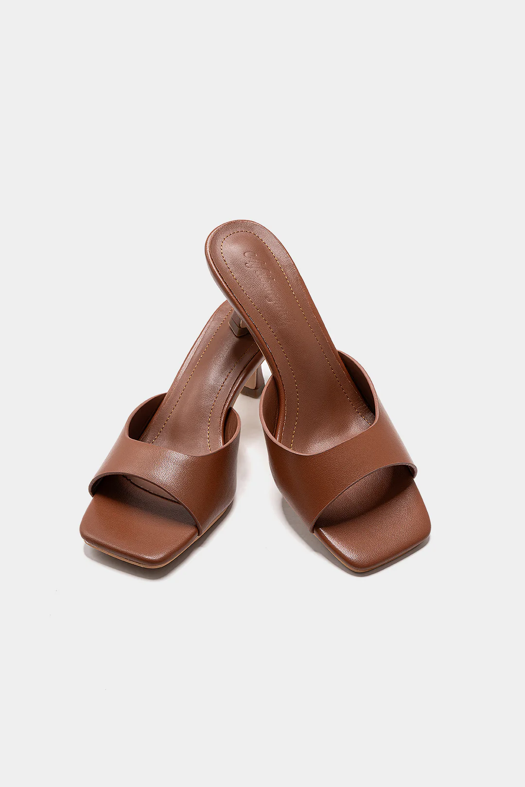 Leather Square-Toe Low-Heel Shoes