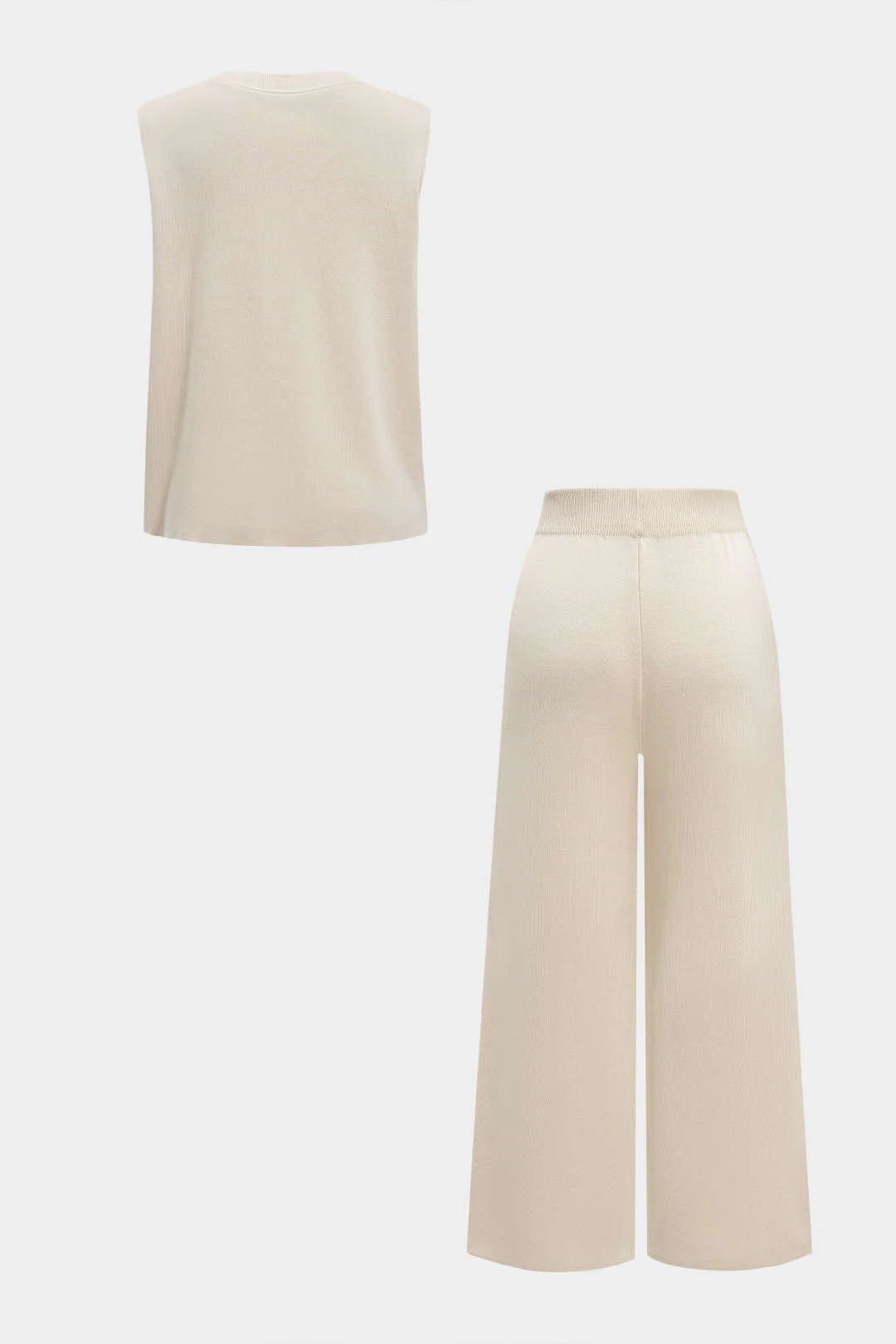 Knit Button V-Neck Vest And Pants Set