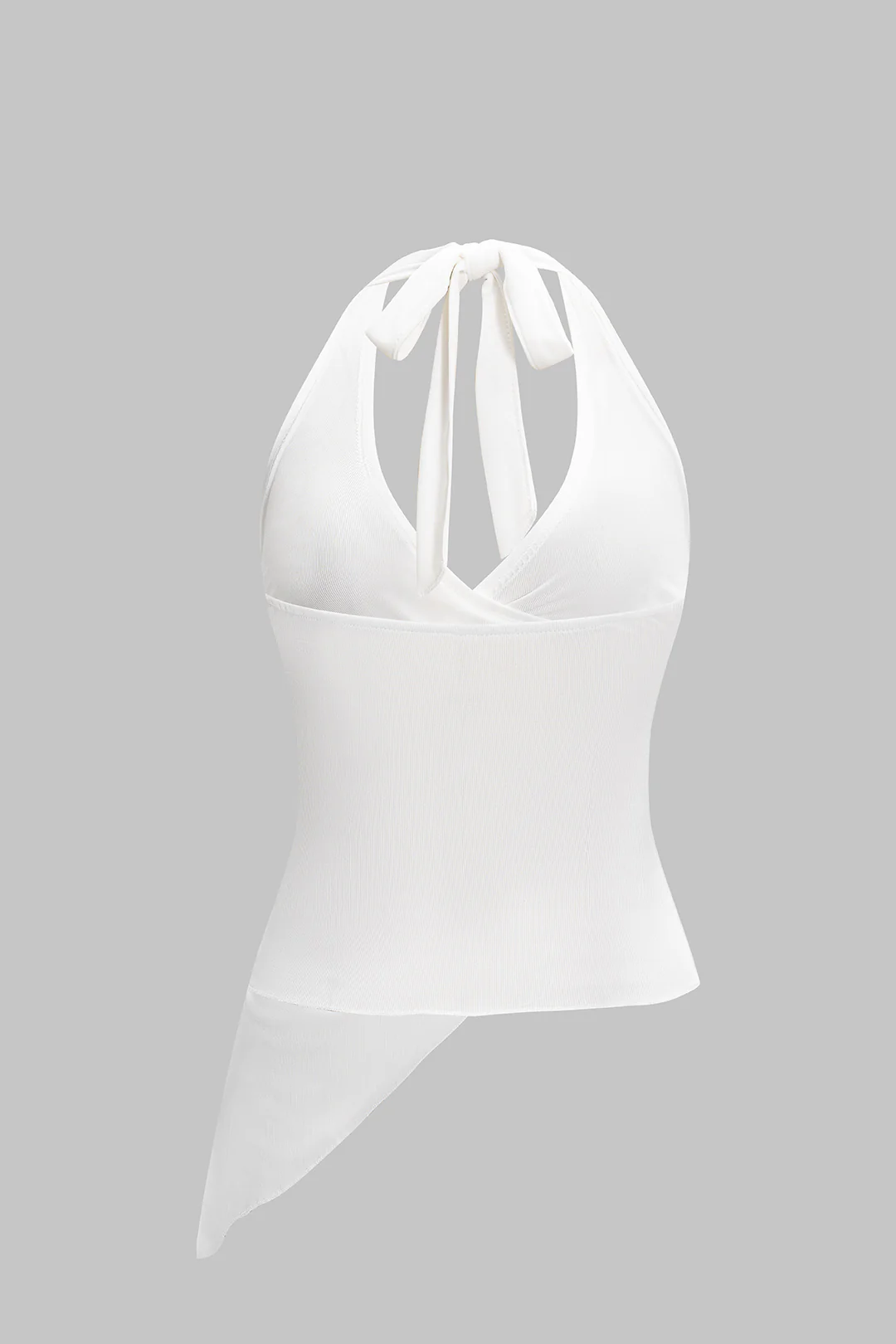 Metallic Decorated Halter Neck Backless Asymmetric Cami Top