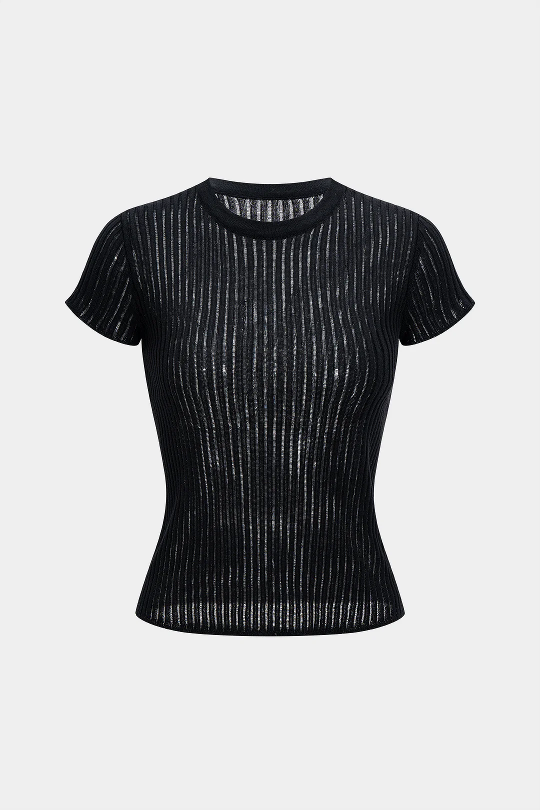 Knit Round Neck Short Sleeve T-Shirt