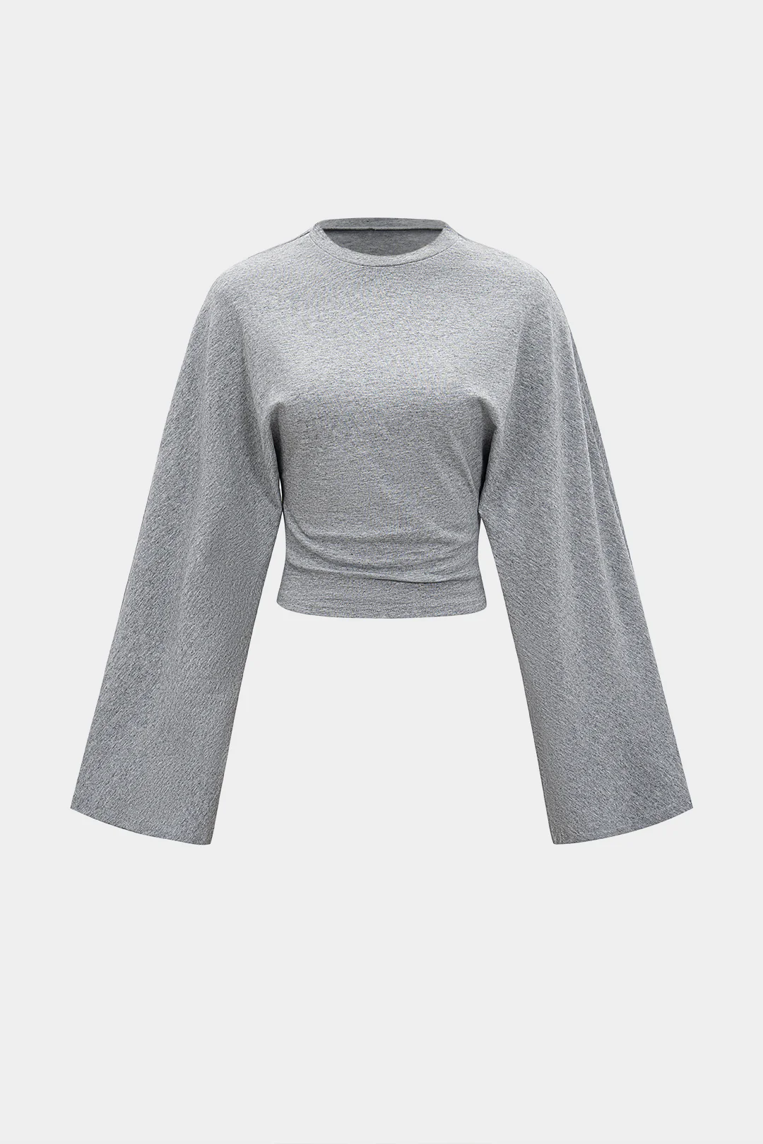 Round Neck Ruched Long Sleeve Blouse