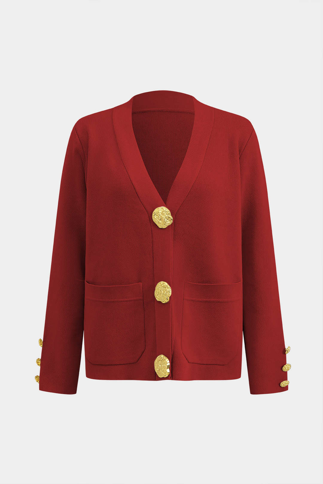 Button-Design Knit Cardigan and Wide-Leg Pants Set