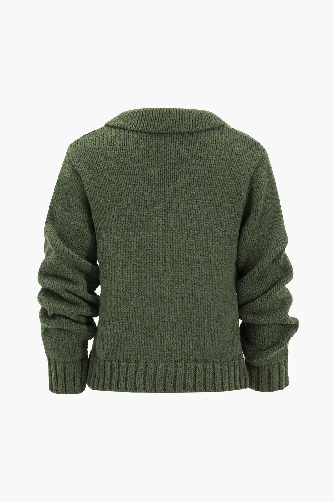 Metallic-Buttoned Long-Sleeve Knitted Top