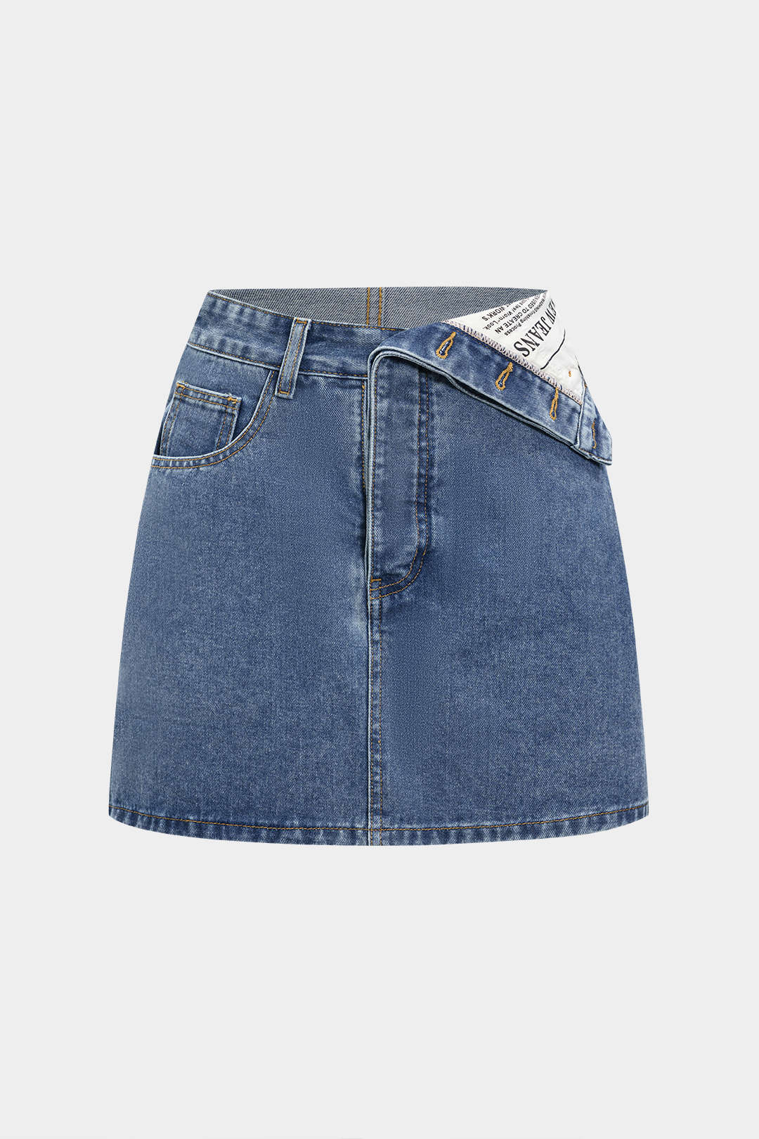 Denim Skirt with Asymmetrical Pocket