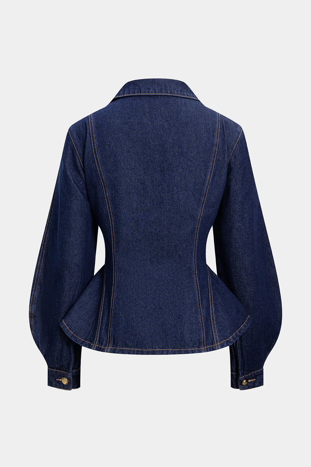 Metallic Ruched Denim Button Outerwear