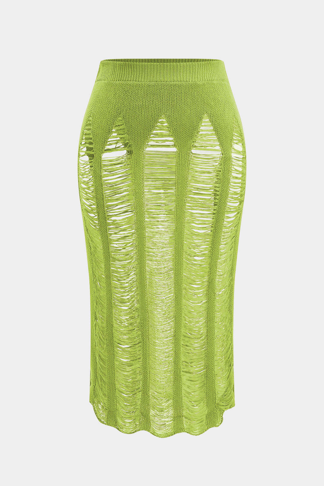 Plus Size Knit Distressed Ladder Skirt