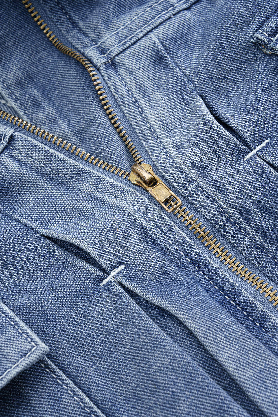 Denim Zipper Pocket Long-Sleeve Top And Tie-Up Jorts Set