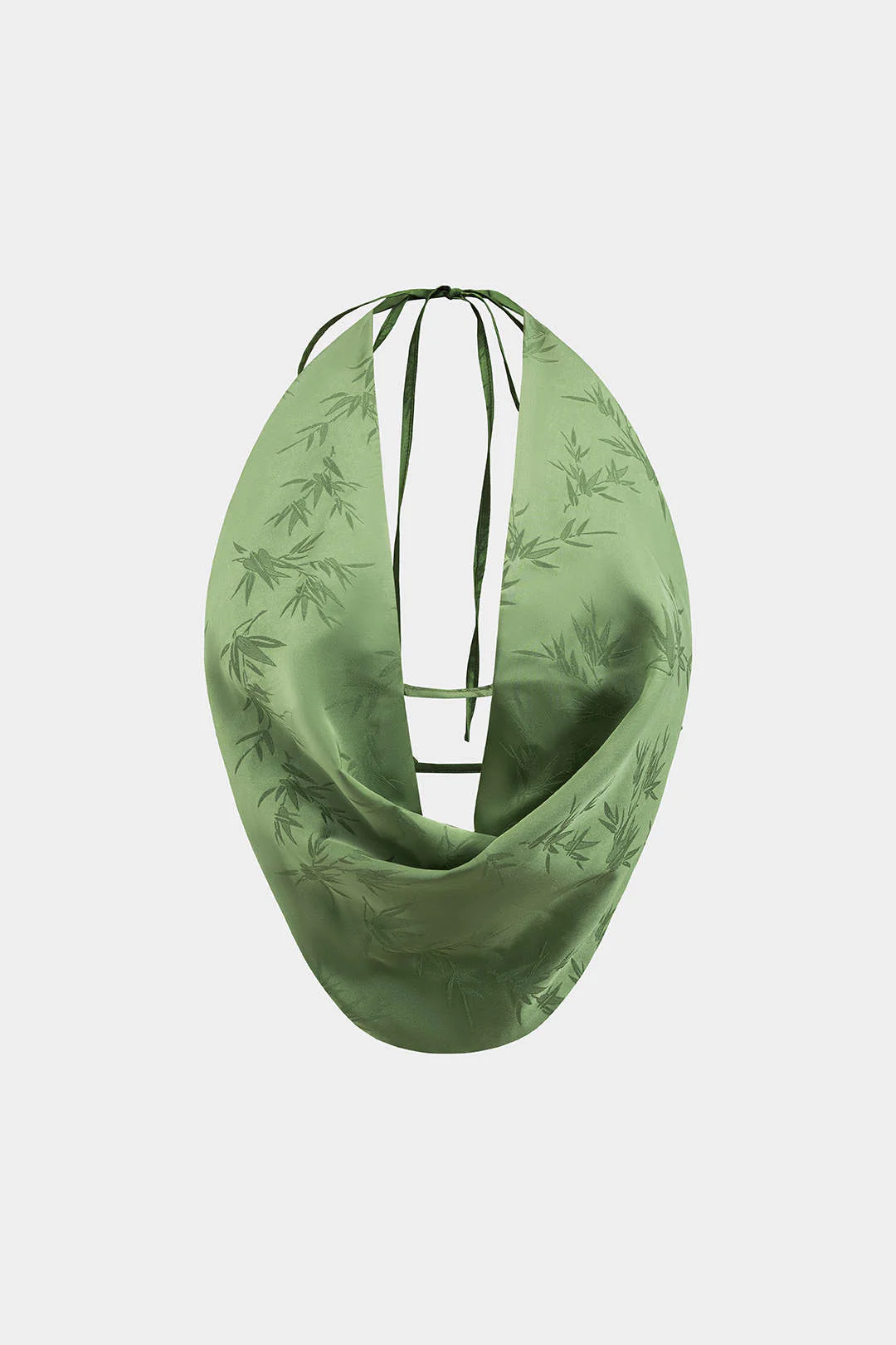 Jacquard Cowl Neck Halter Backless Tie-Up Cami Top