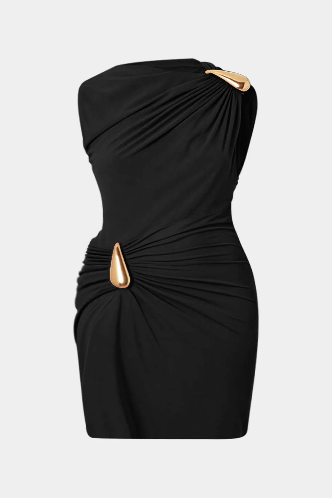 Plus Size Ruched Metallic Decorated Sleeveless Mini Dress