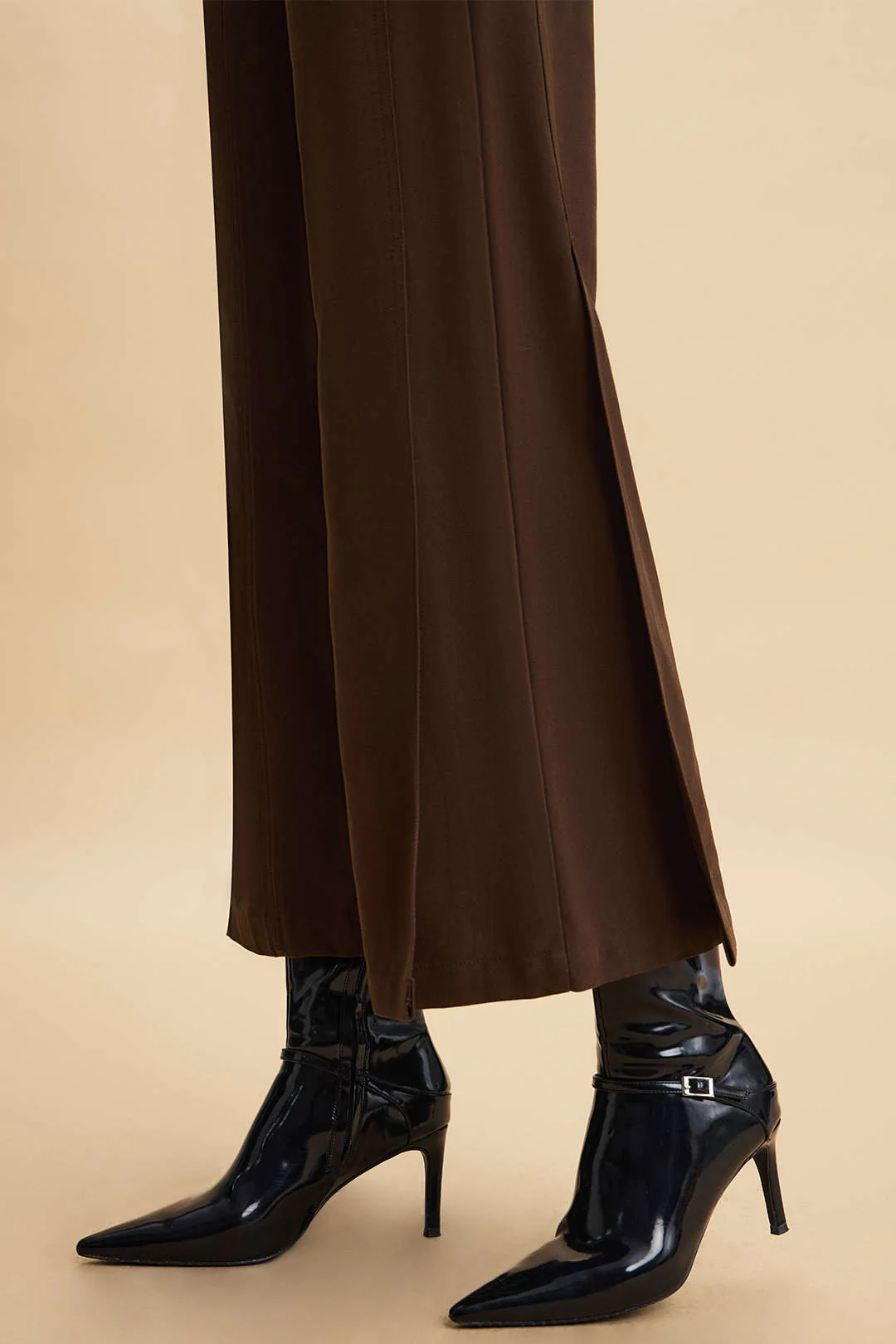 Faux Leather Patchwork Zipper Pocket Trousers