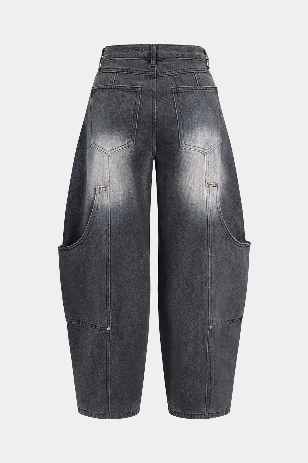 Denim Wide-Leg Pocket Barrel Jeans