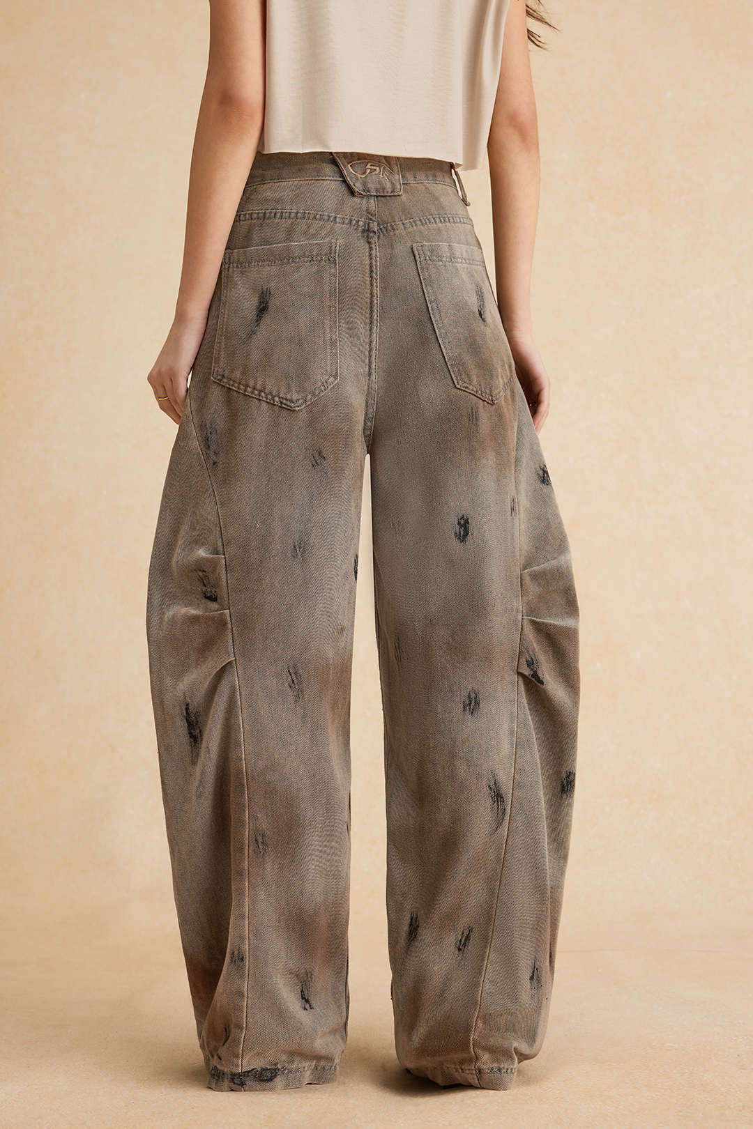 Dirty Denim Wide Leg Barrel Jeans