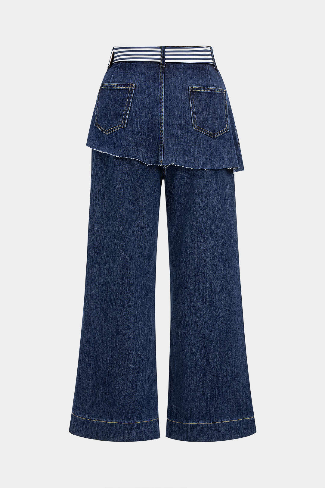 Denim Belted Flared Leg Pants