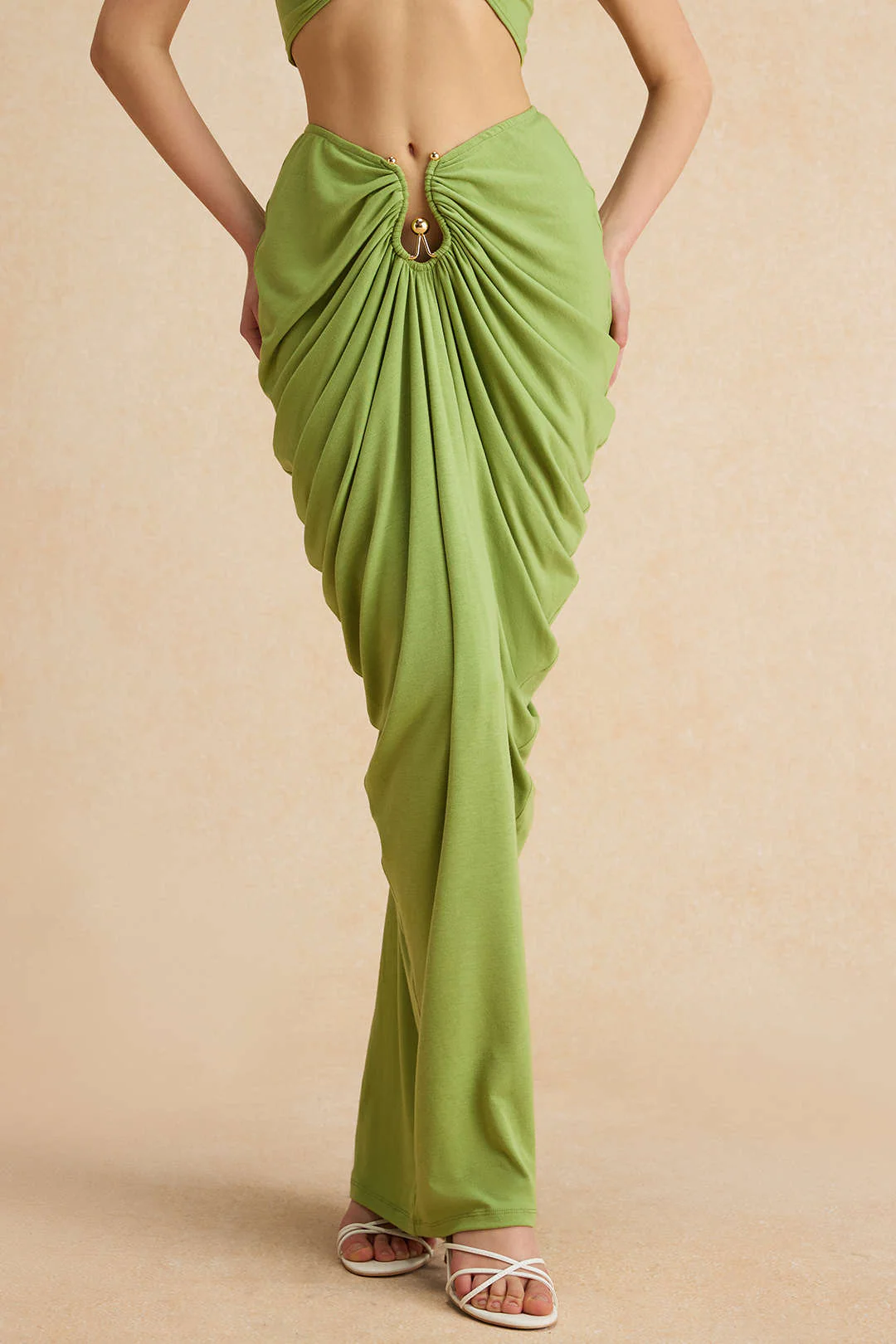 Metallic Decor Ruched Skirt