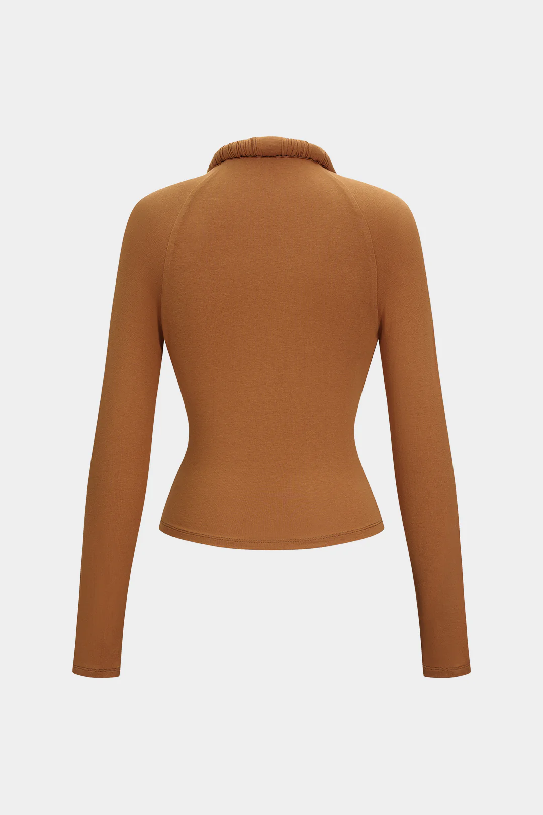 Ruched Draped Cowl Neck Long Sleeve Blouse