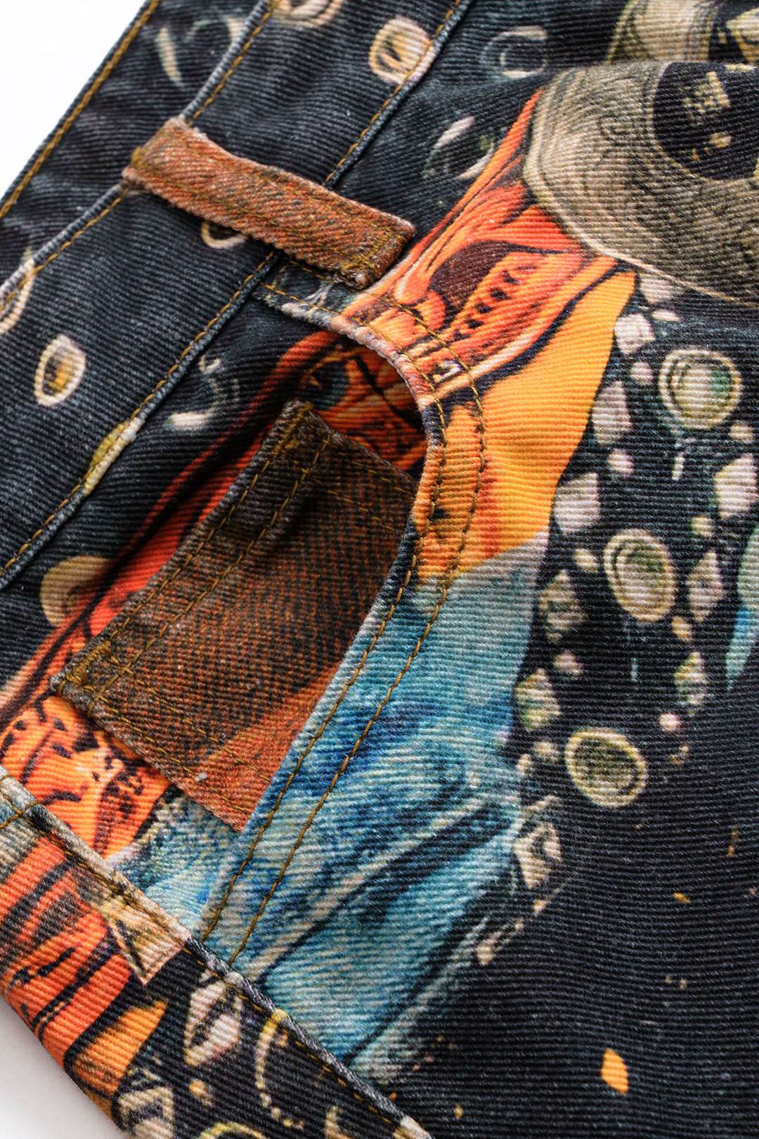 Vintage Print Denim Skirt