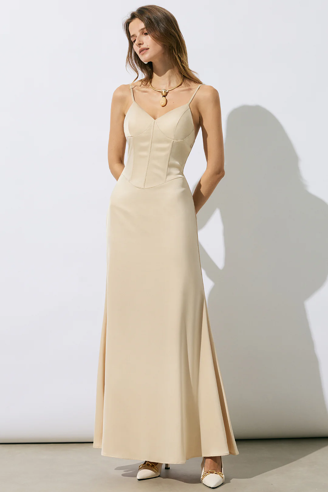 Satin Corset Sleeveless Maxi Dress