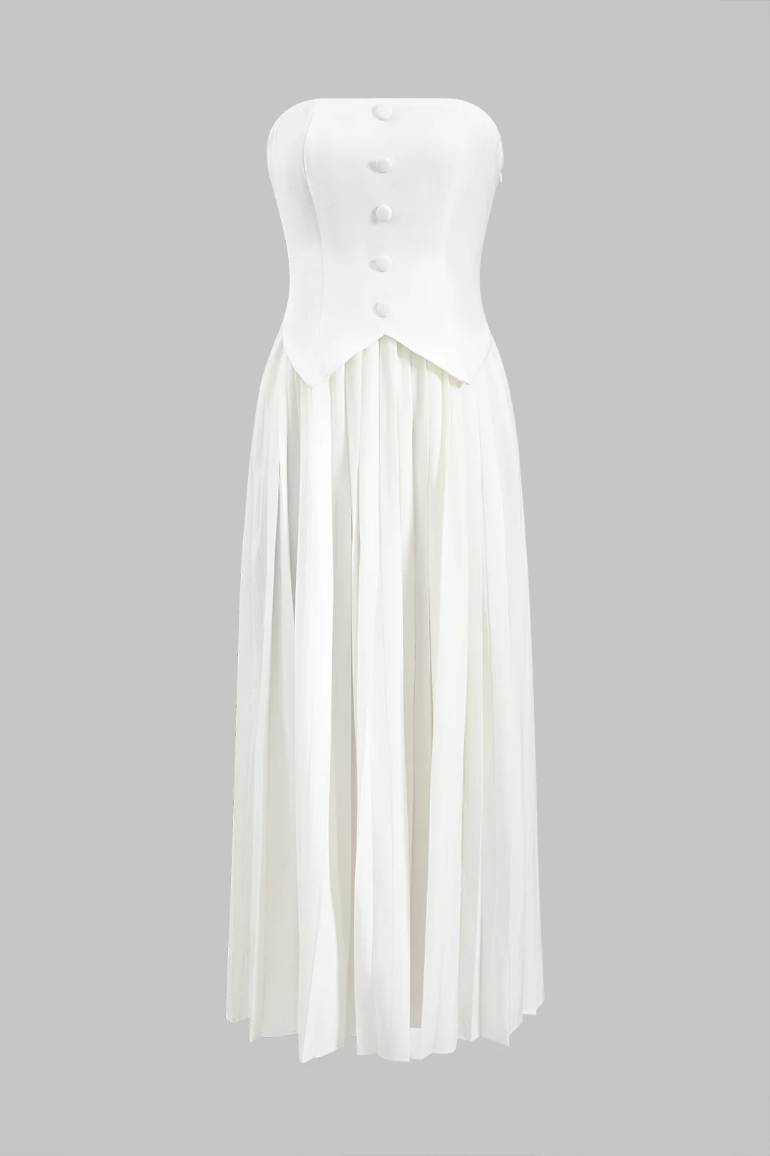 Chiffon Pleated Strapless Sleeveless Maxi Dress