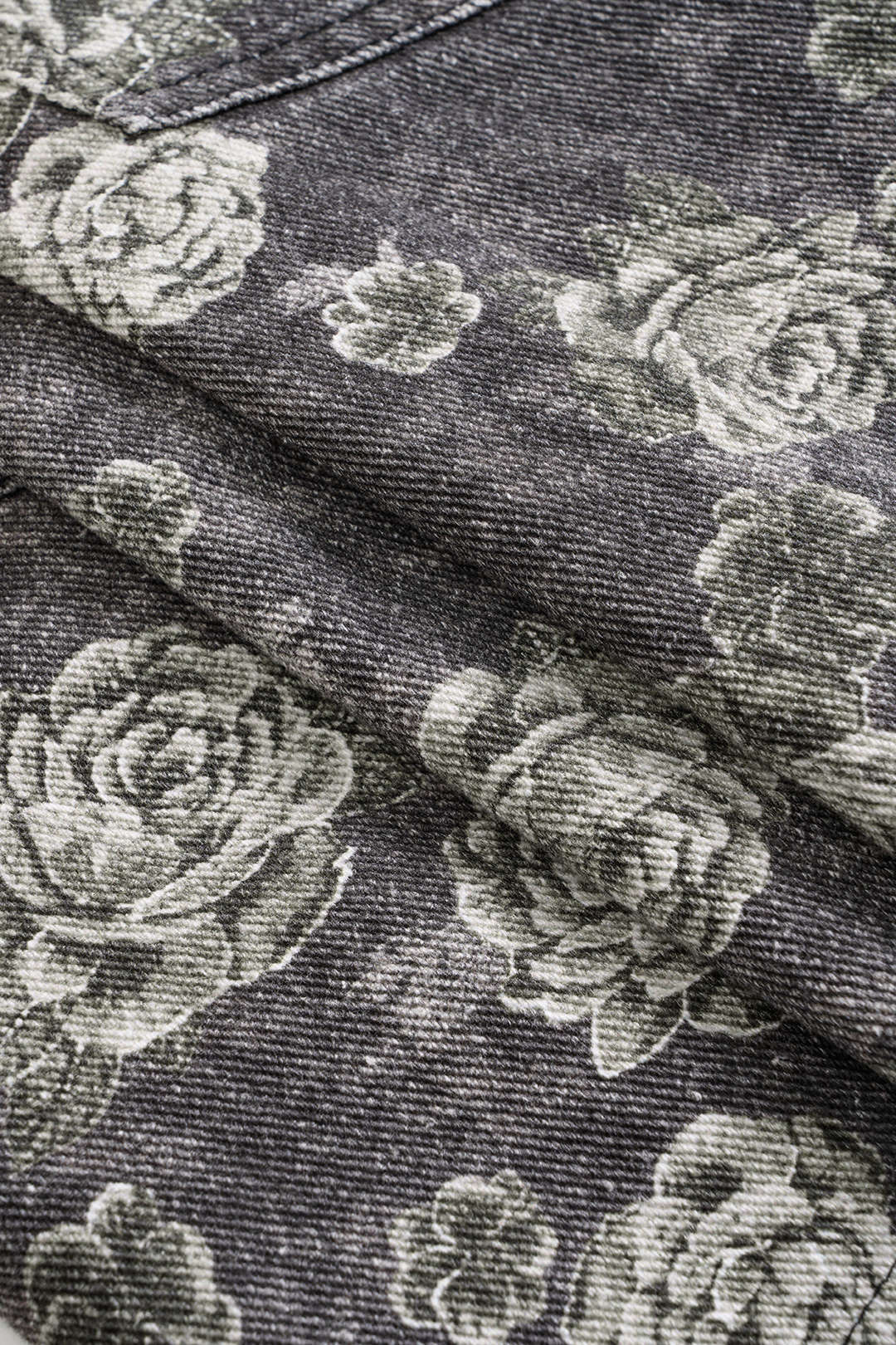 Floral Print Denim High Waist Belted Mini Skirt