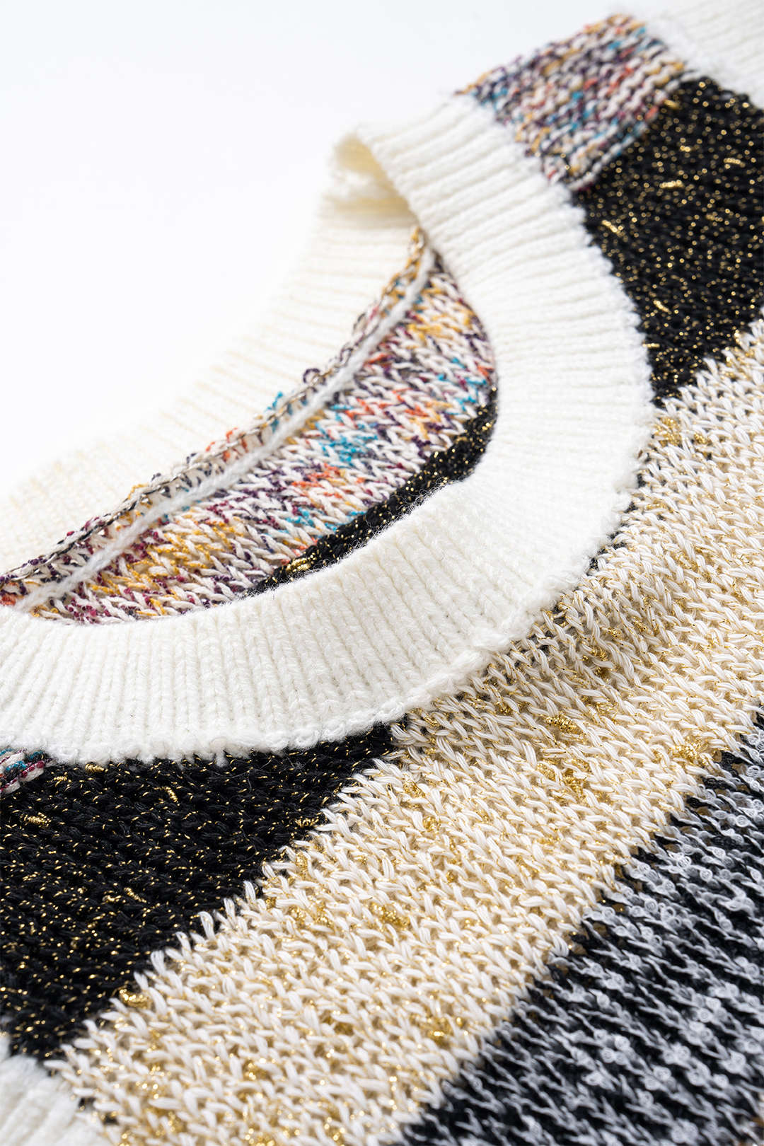 Knit Stripes Contrast Round Neck Tank Top