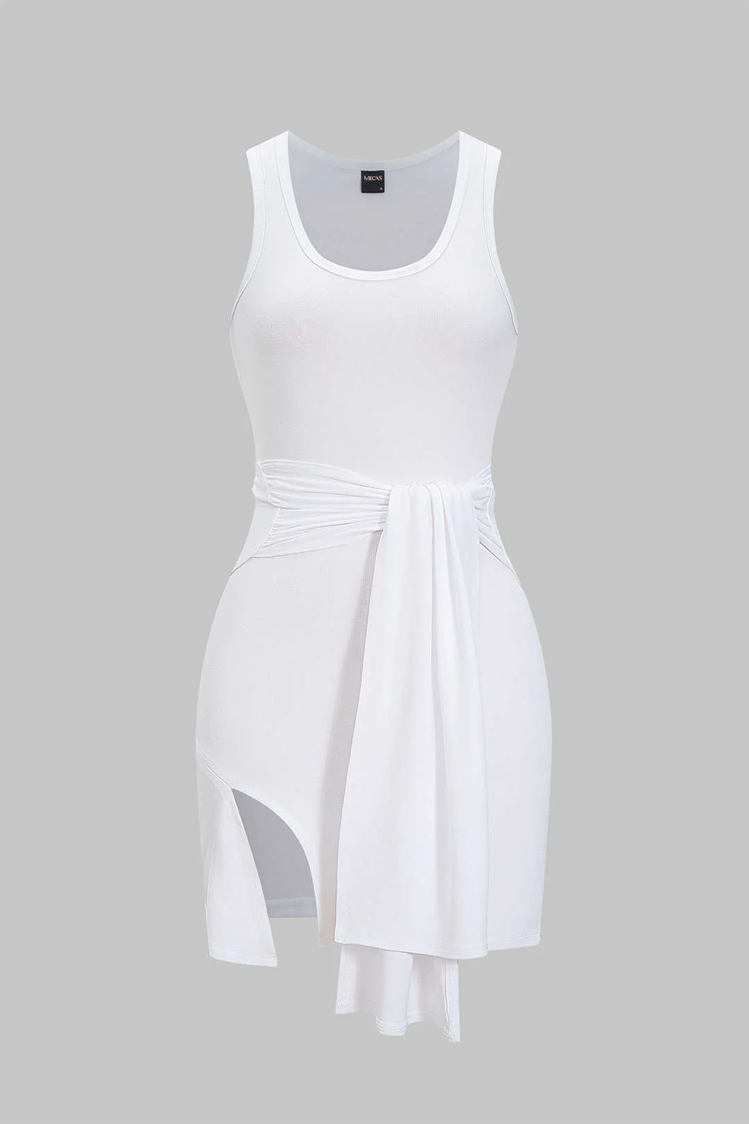 Tie Front Asymmetrical Sleeveless Mini Dress