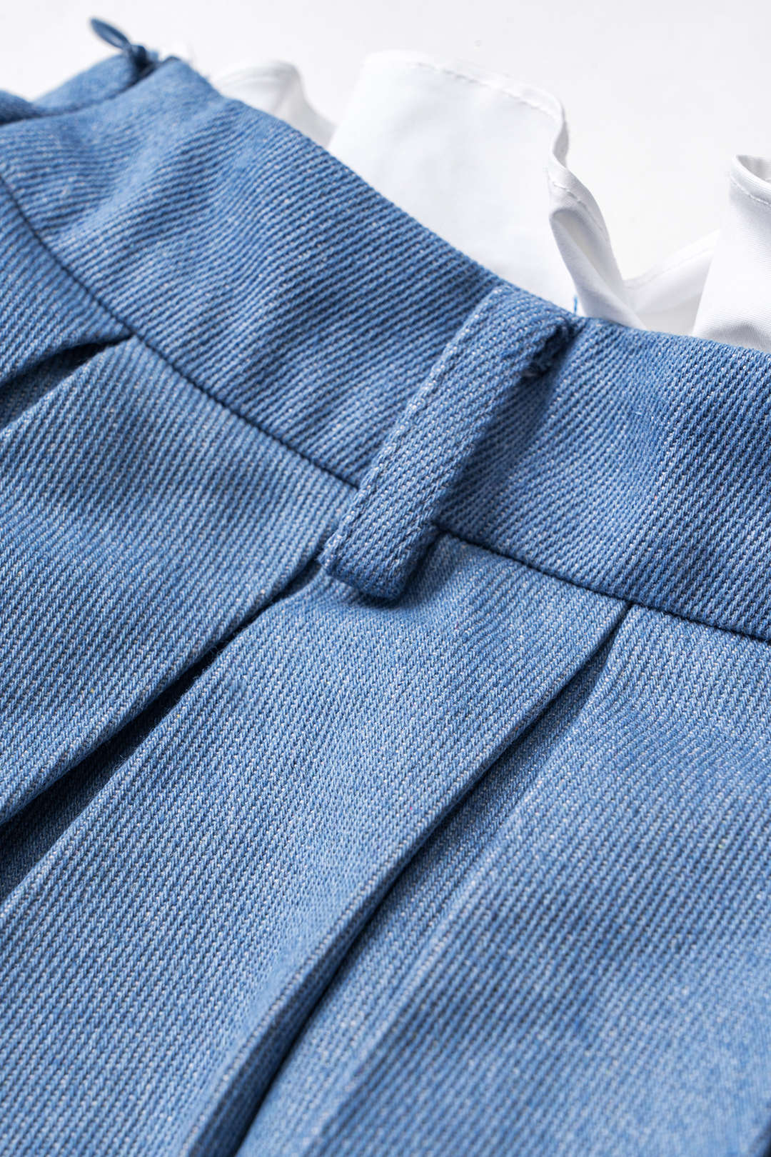 Contrasting Denim Pleated Patchwork Skirt