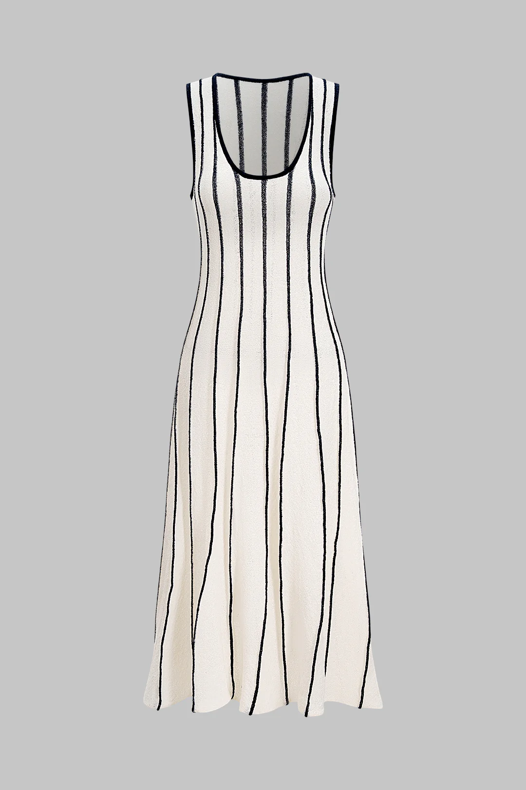 Stripes Contrast Sleeveless Midi Dress