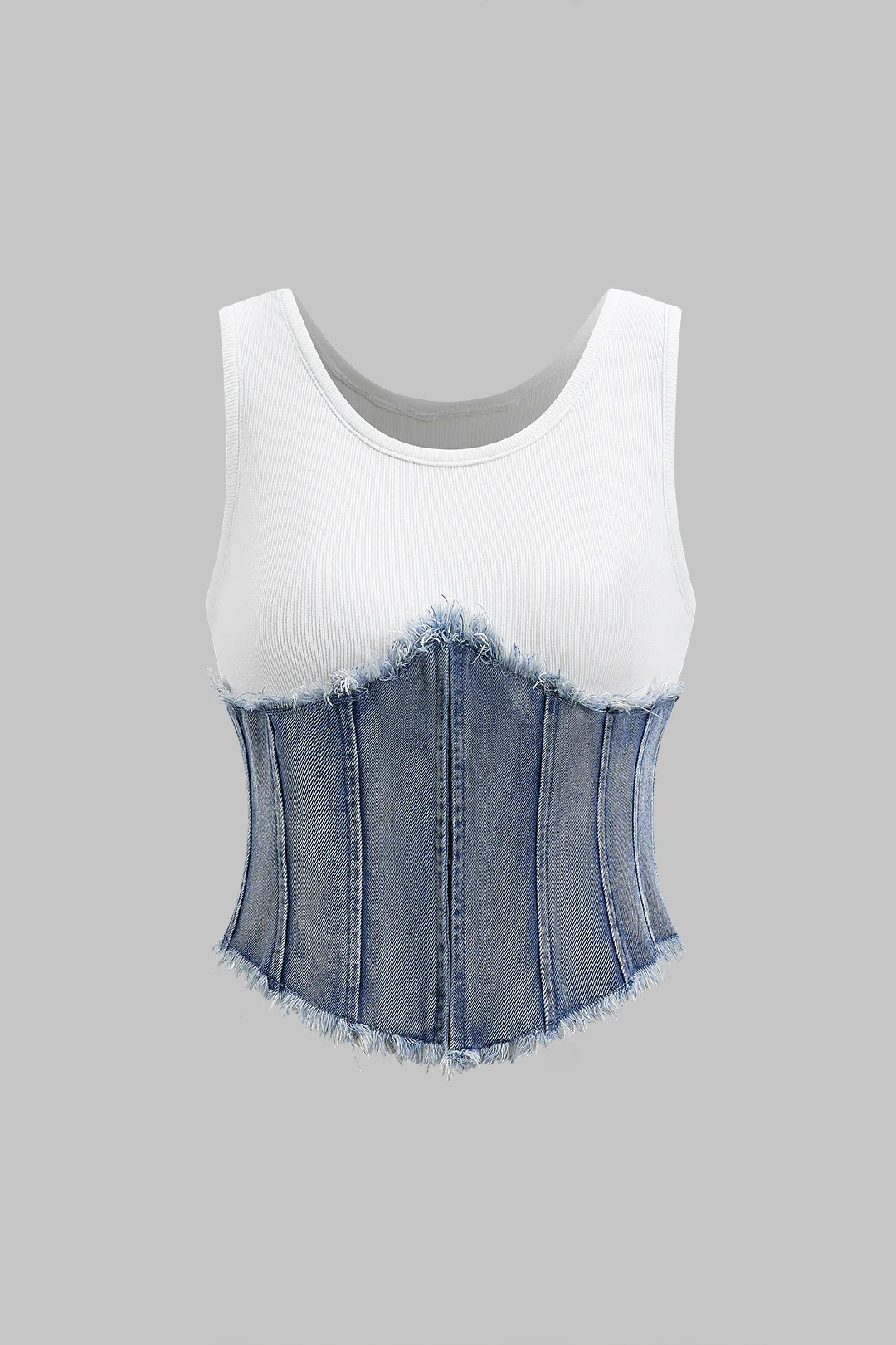 Denim Patchwork Sleeveless Top