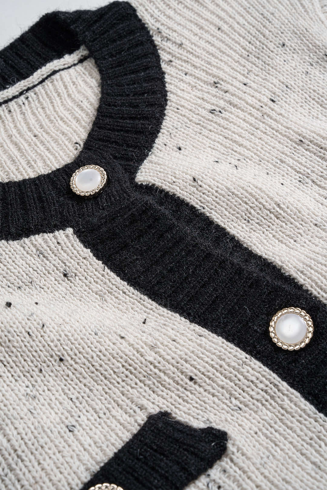 Contrast Button Long Sleeve Sweater Top and Mini Skirt Set