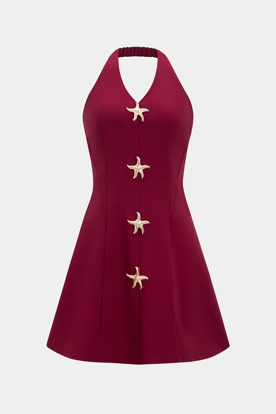 Halter Neck Metallic Seafood Decor Mini Dress